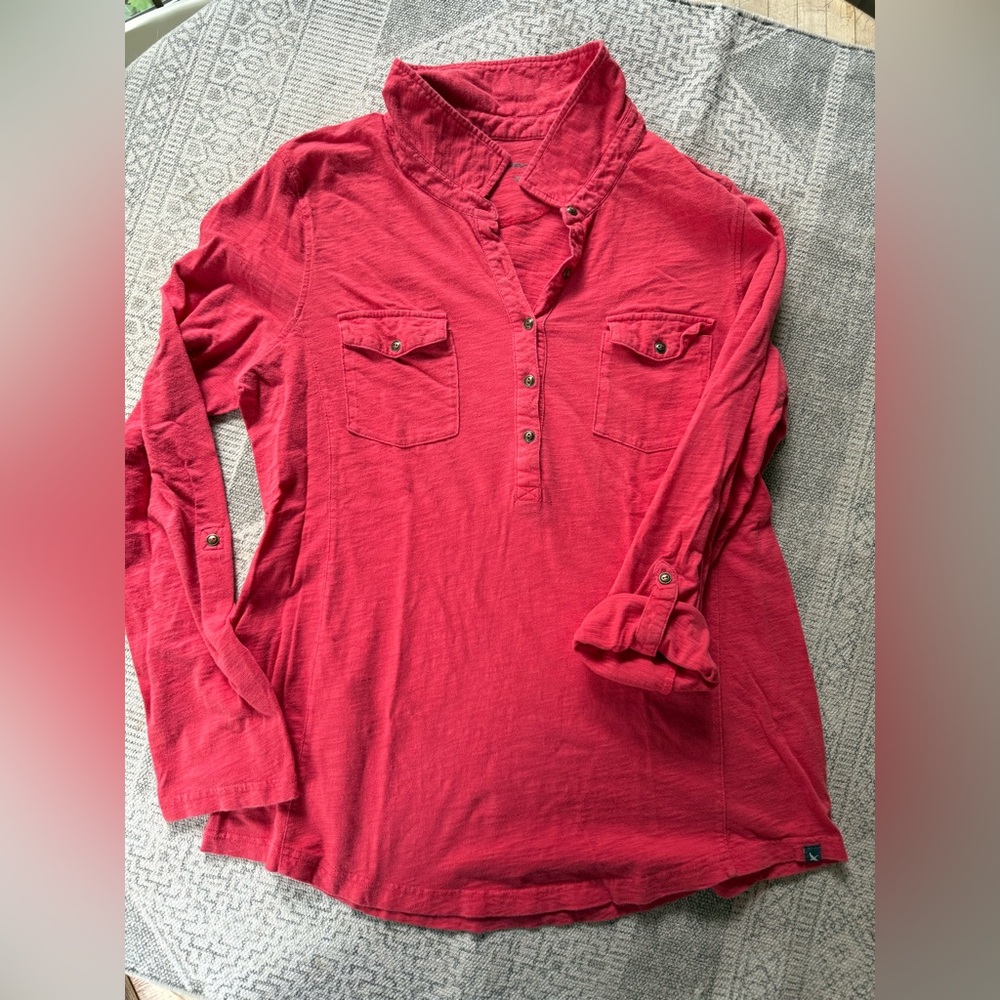 Eddie Bauer button henley long sleeve shirt, Large tall